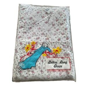 Vtg Private Moments Cotton Flannel Teddy Floral Print Long Night Gown Size 2X